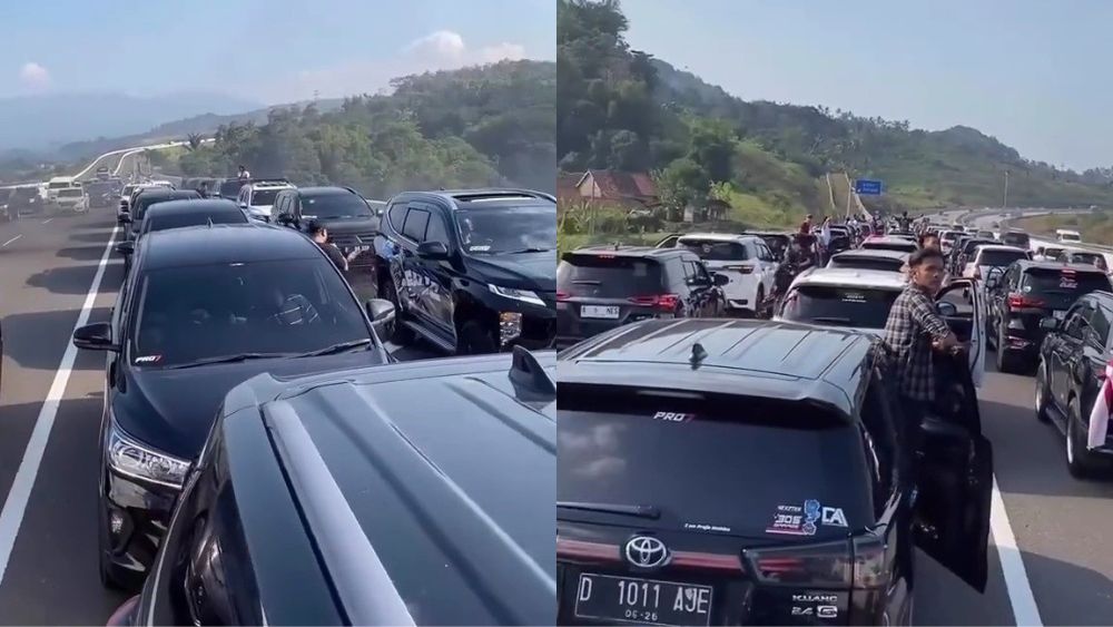 Viral! Rombongan Mobil Diesel Hentikan Kendaraan di Jalur Tol, Tutup Tiga Lajur Sekaligus
